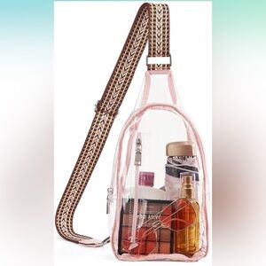 Clear pink Sling Bag with guitar Strap